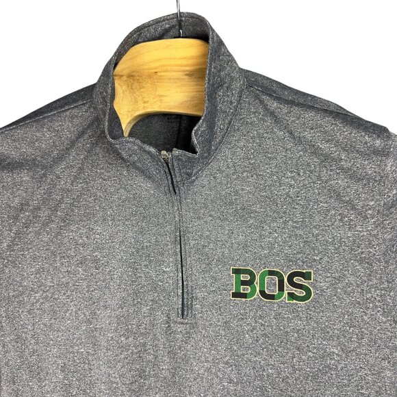 UltraClub Pullover Mens XL Grey BOS Quarter-Zip Long-Sleeve Cool & Dry Polyester - Picture 3 of 9